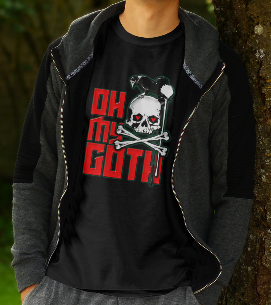 Oh My Goth Skull With Raven And Crossbones Halloween T-Shirt