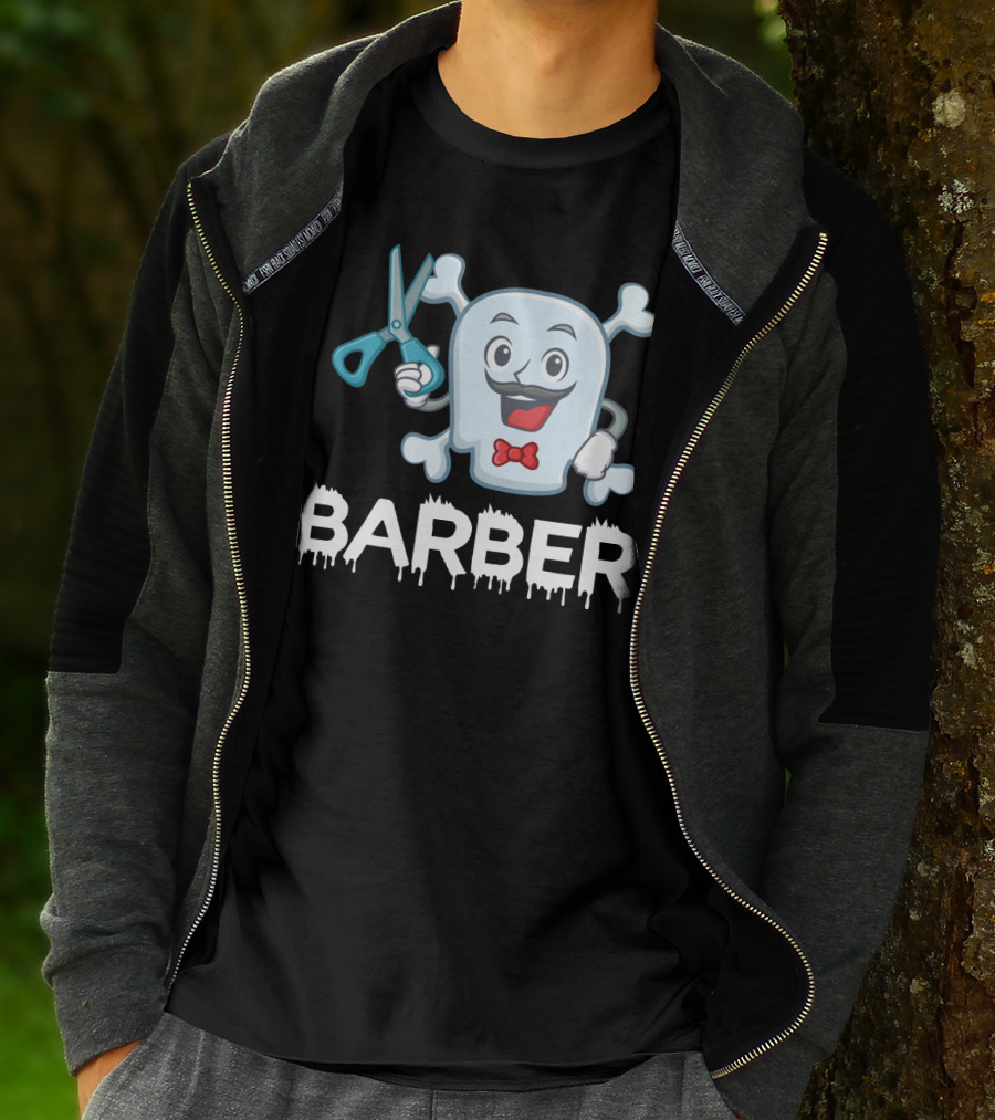 Barber Halloween Ghost With Scissors And Bow Tie T-Shirt