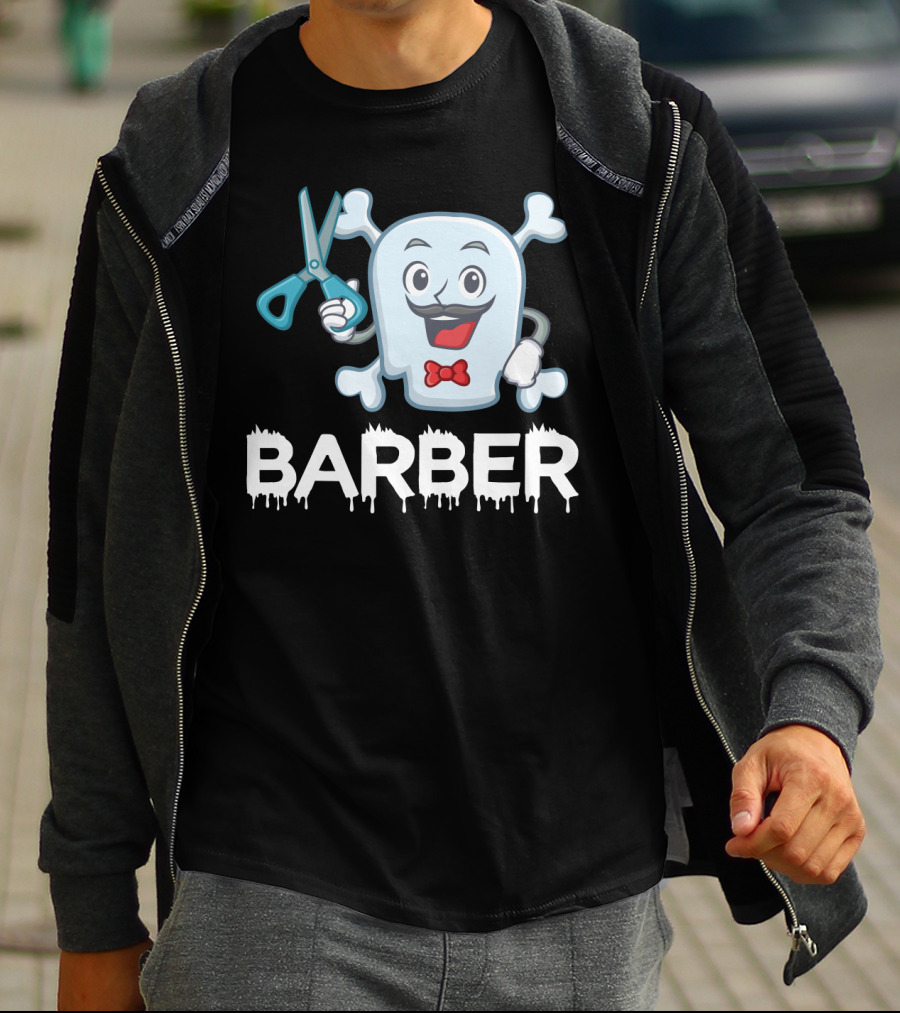 Barber Halloween Ghost With Scissors And Bow Tie T-Shirt