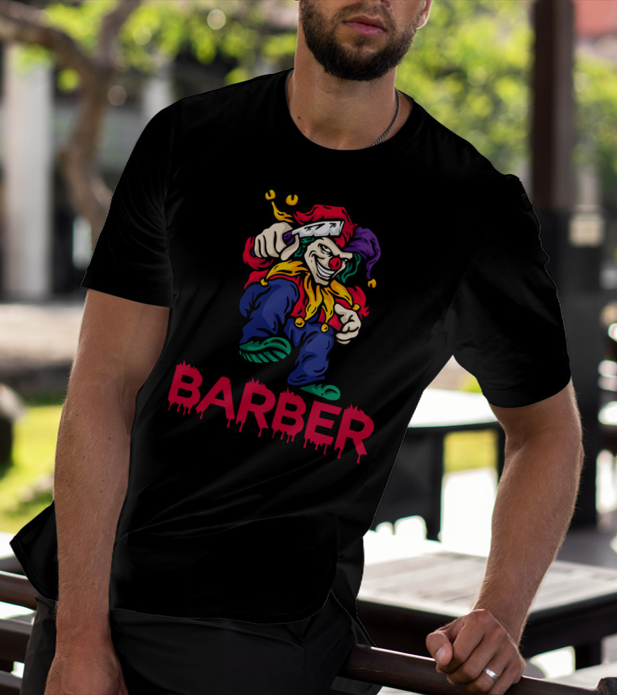 Barber Clown Halloween Razor Art T-Shirt