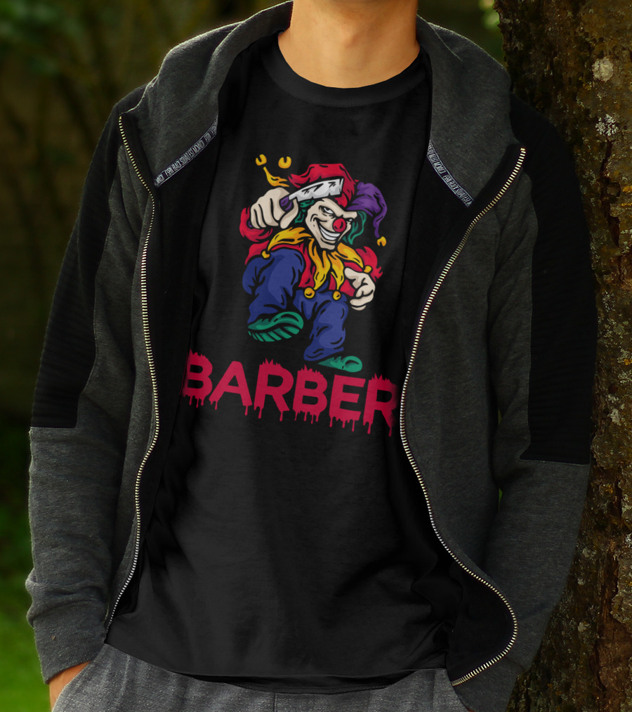 Barber Clown Halloween Razor Art T-Shirt
