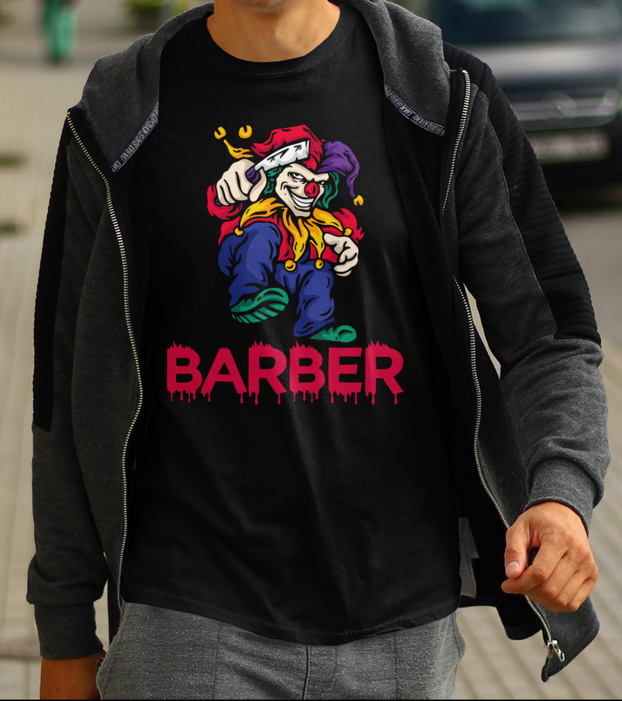 Barber Clown Halloween Razor Art T-Shirt