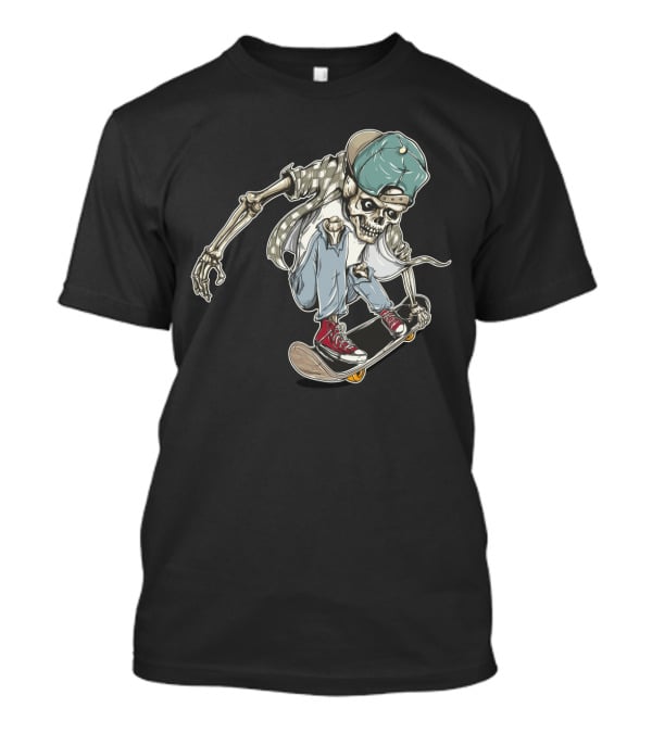 Halloween Skeleton Skateboarding Skull Trick Urban Streetwear T-Shirt