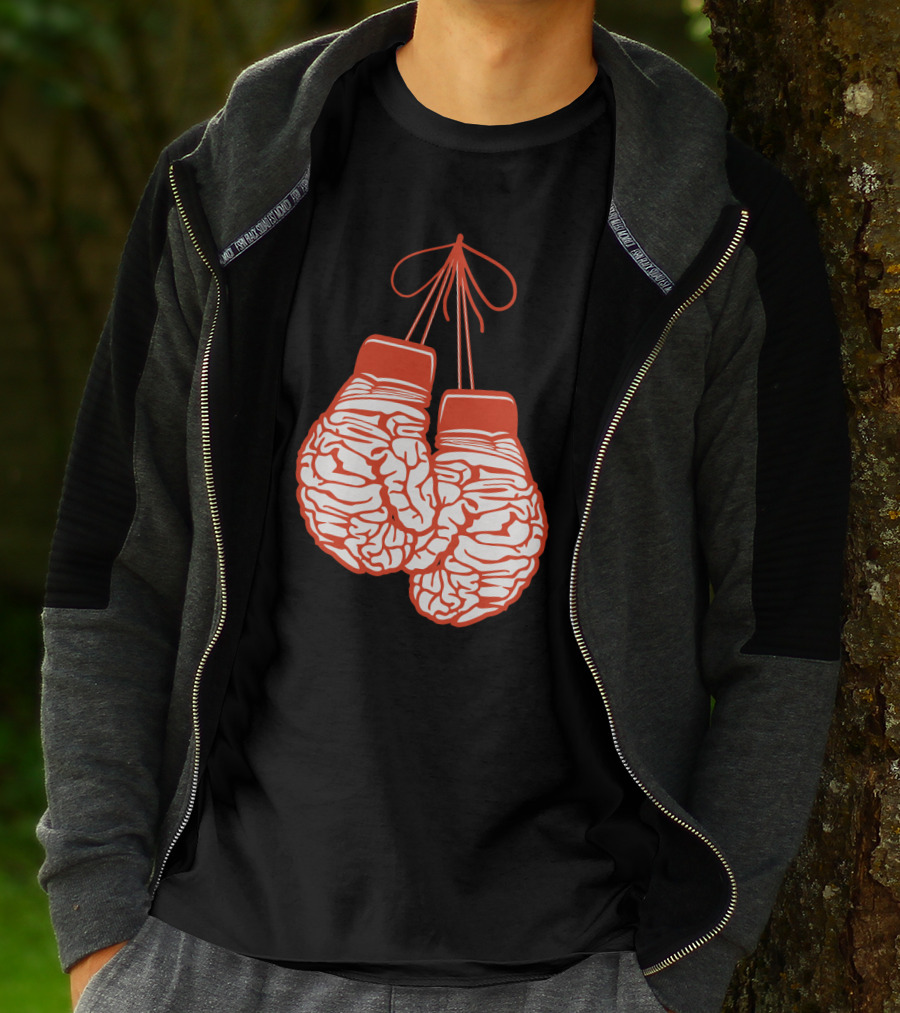 Brain-Shaped Boxing Gloves Boxer Brain Training Gym T-Shirt