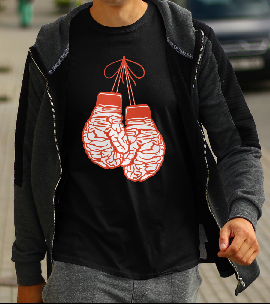 Brain-Shaped Boxing Gloves Boxer Brain Training Gym T-Shirt