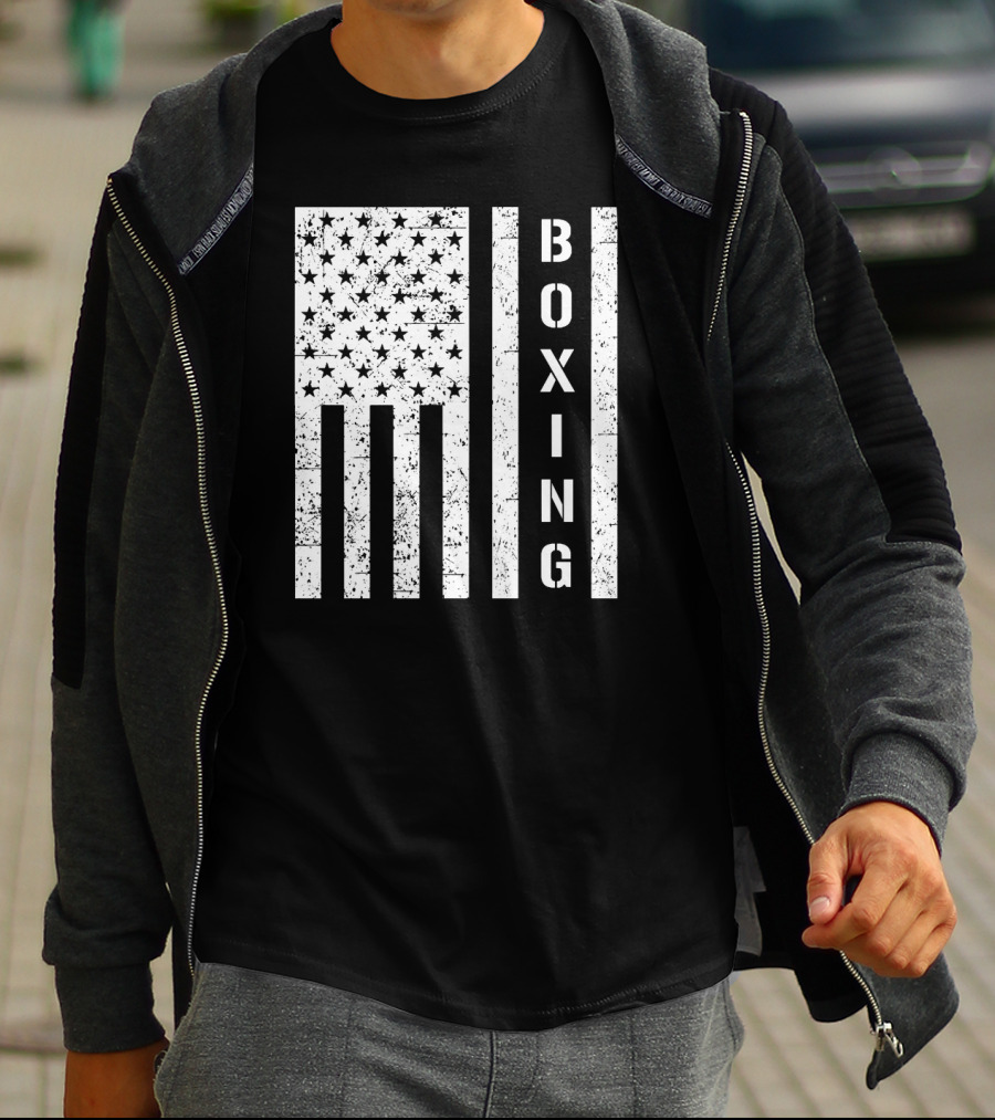 Boxing Vertical Stars Stripes USA Flag T-Shirt