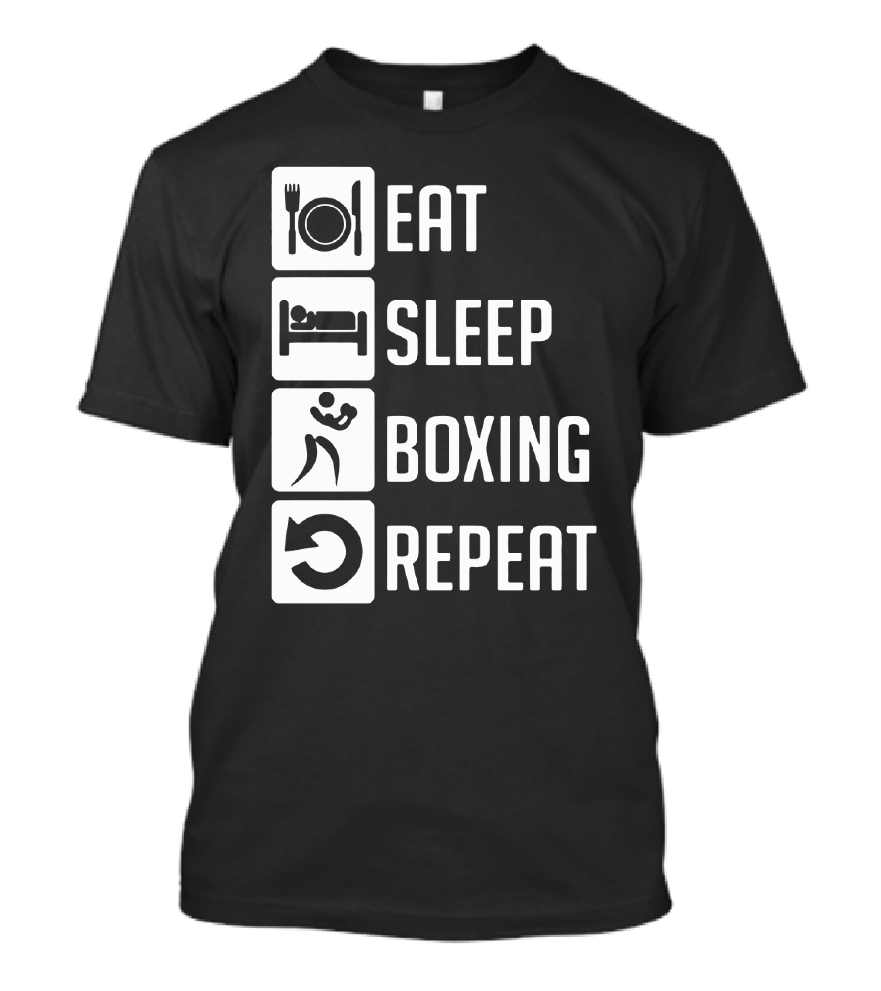 EAT SLEEP BOXING REPEAT Lifestyle Routine Iconic Symbols T-Shirt