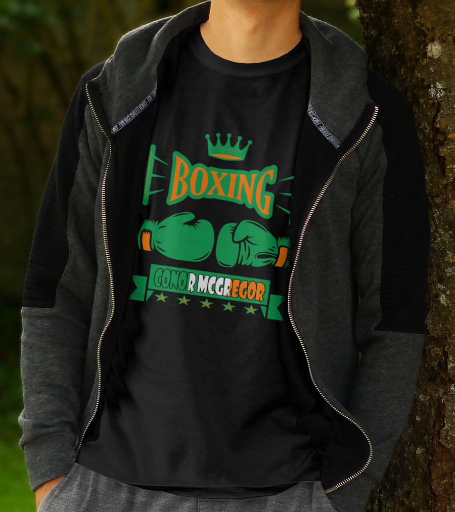 Boxing Conor Mcgregor Green Gloves Crown Stars T-Shirt