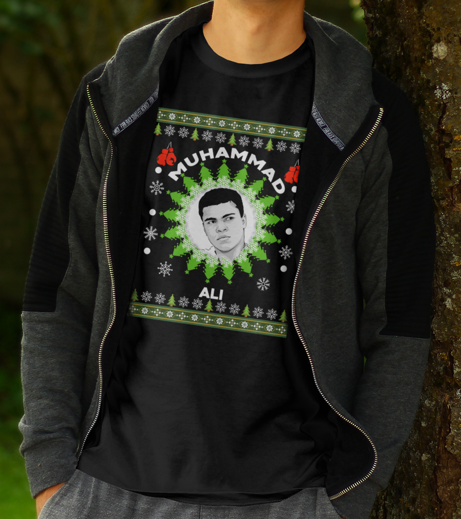 Muhammad Ali Christmas Boxing Snowflakes Festive T-Shirt