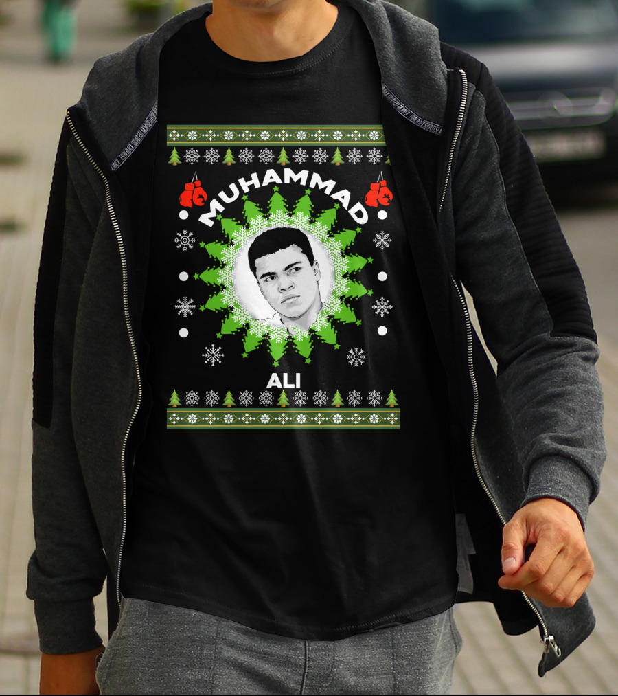 Muhammad Ali Christmas Boxing Snowflakes Festive T-Shirt