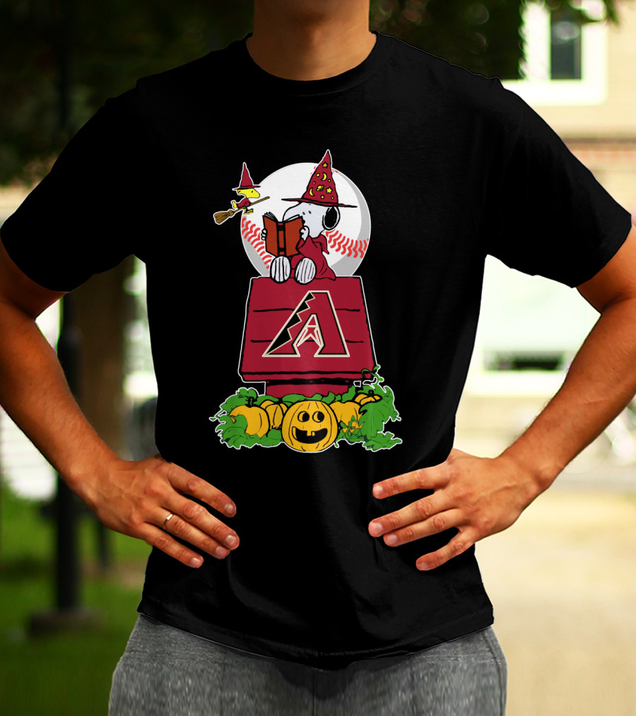 Snoopy Halloween Arizona Diamondbacks Pumpkin Scene T-Shirt