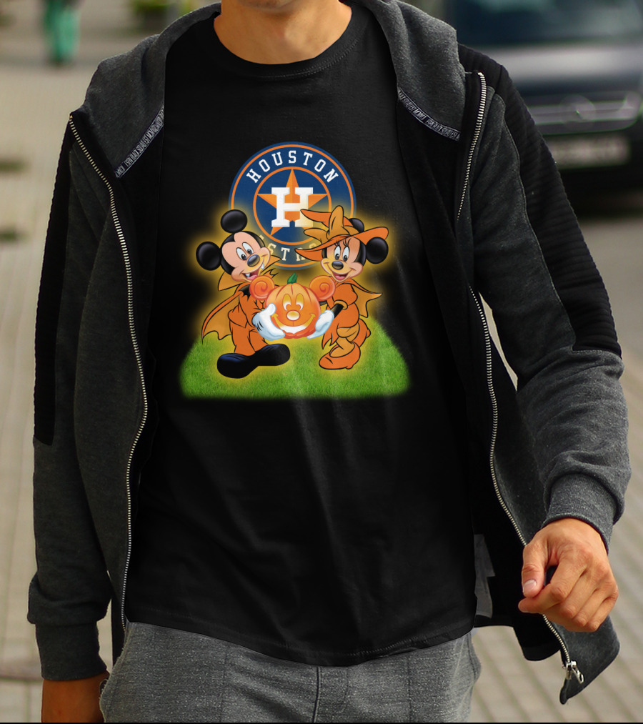 Houston Astros Halloween Mickey And Minnie Pumpkin Magic T-Shirt