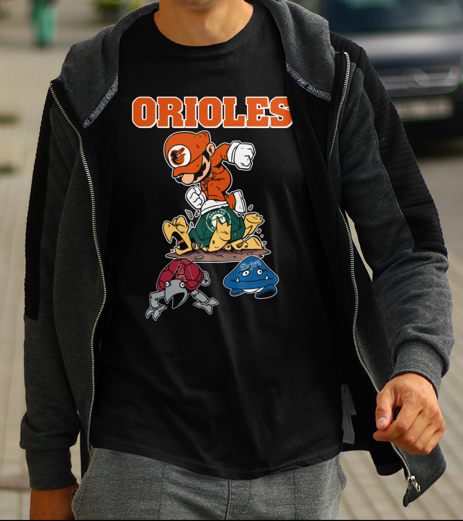 Orioles Halloween Mario Crossover With Oakland Athletics And Other Characters T-Shirt