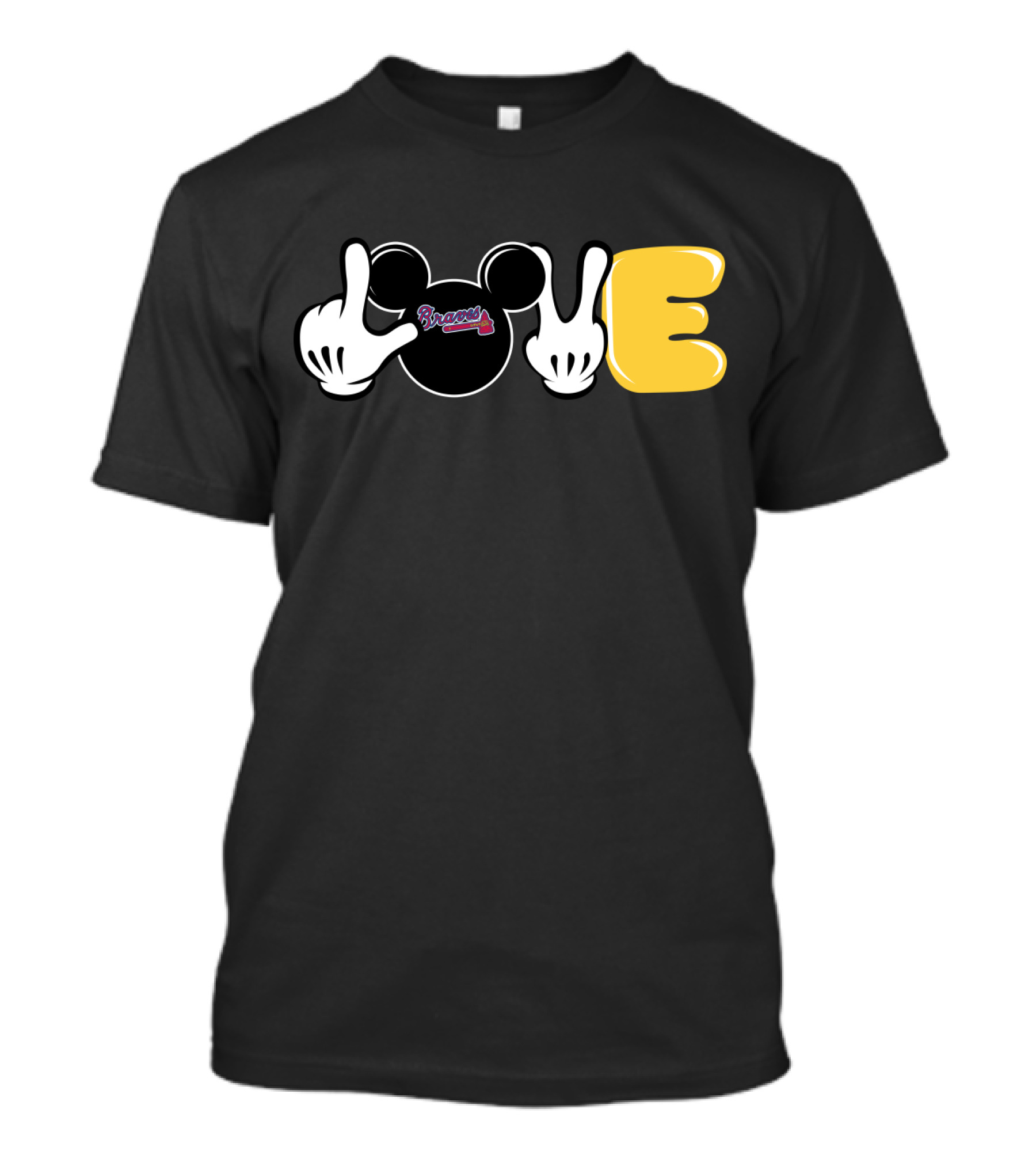 Braves Love With Mickey Mouse Icon And Gloves T-Shirt