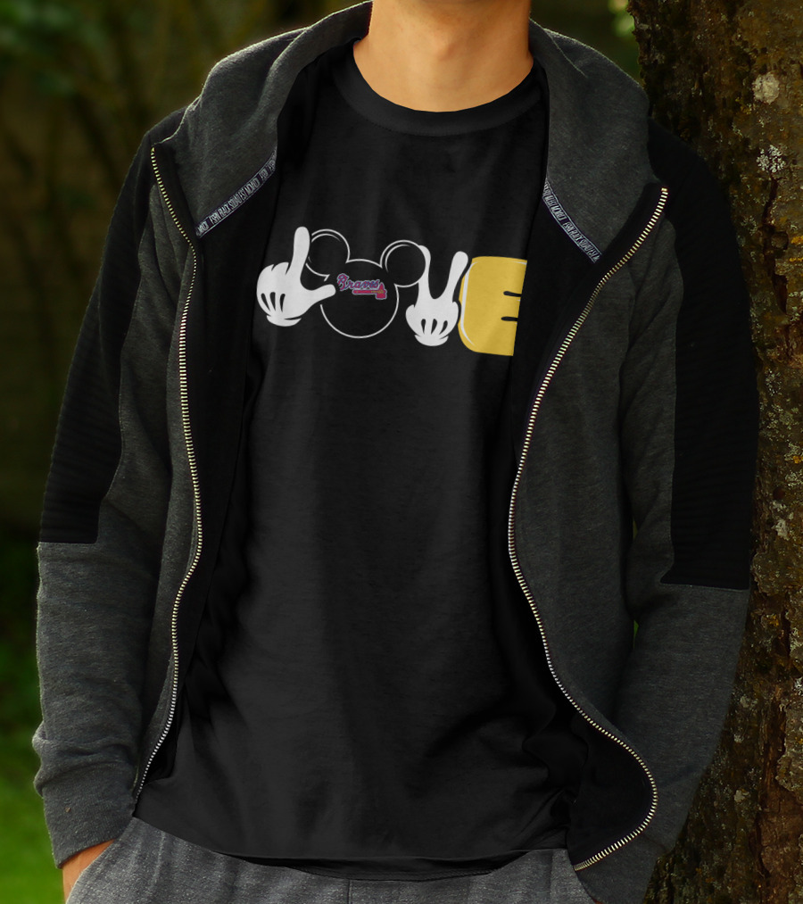 Braves Love With Mickey Mouse Icon And Gloves T-Shirt
