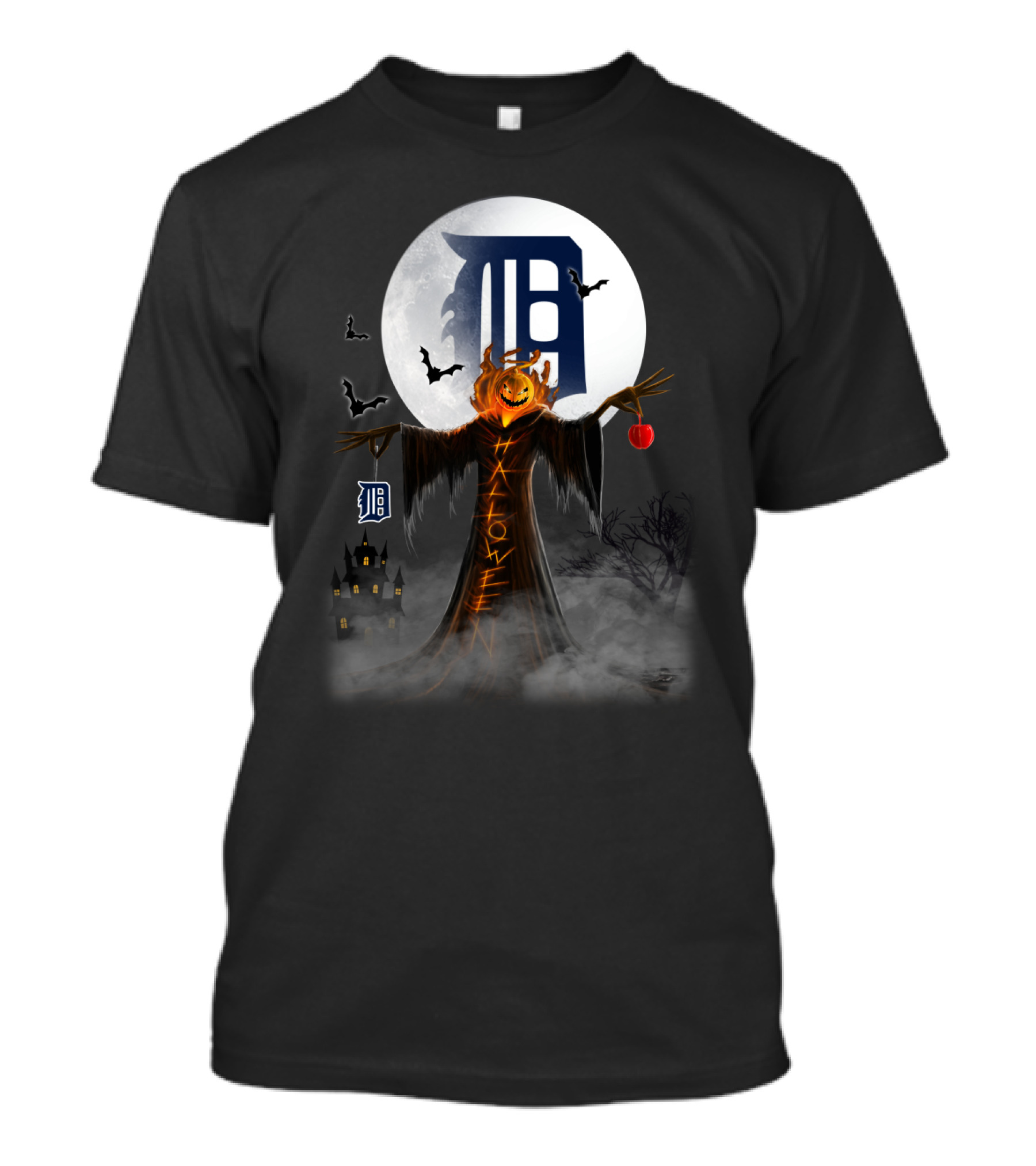Halloween Detroit Tigers Haunted Pumpkin Night T-Shirt