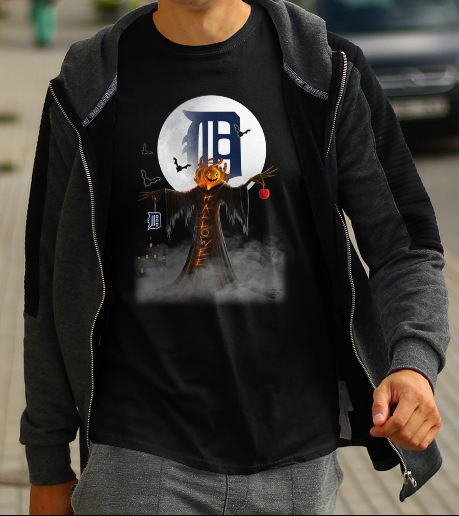Halloween Detroit Tigers Haunted Pumpkin Night T-Shirt