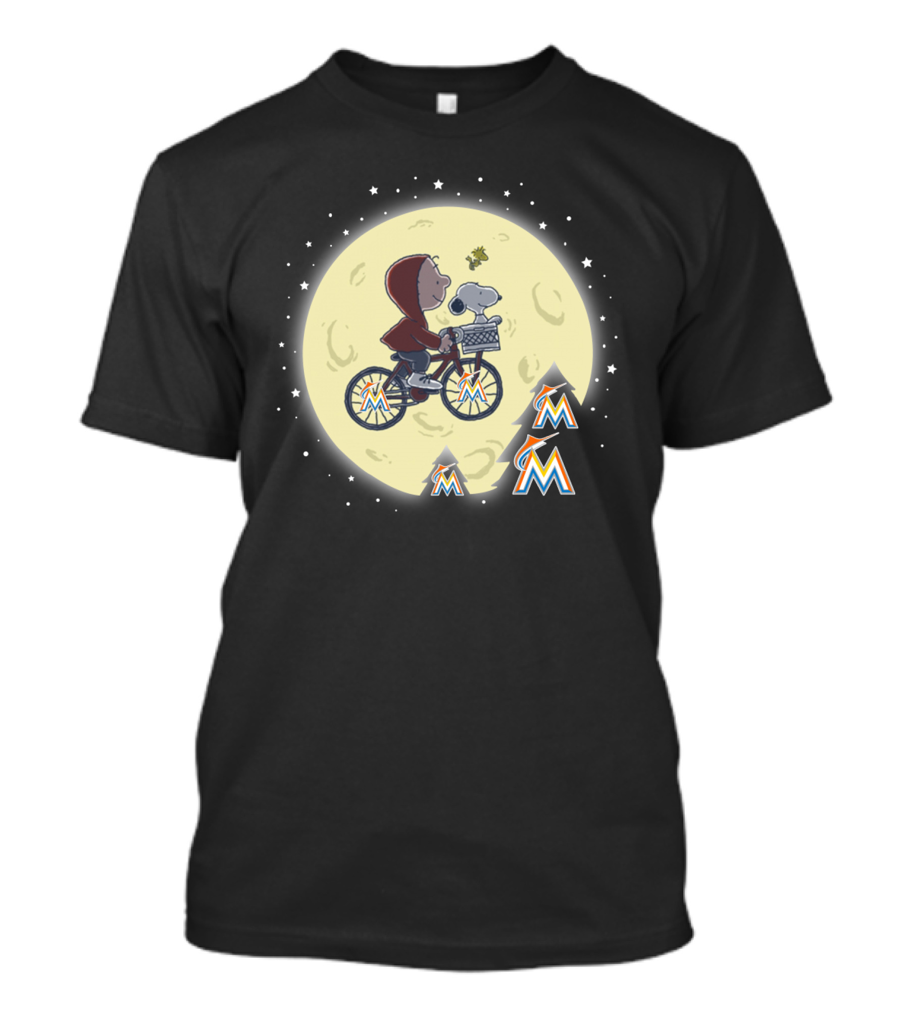 Miami Marlins Halloween Moon Bicycle Adventure T-Shirt