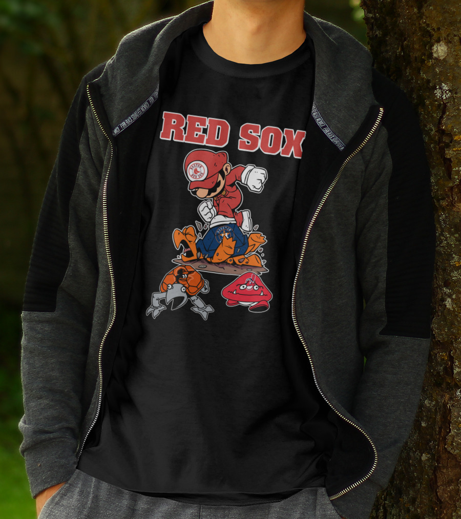 Red Sox Mario Parody With Crab And Claw Enemies T-Shirt