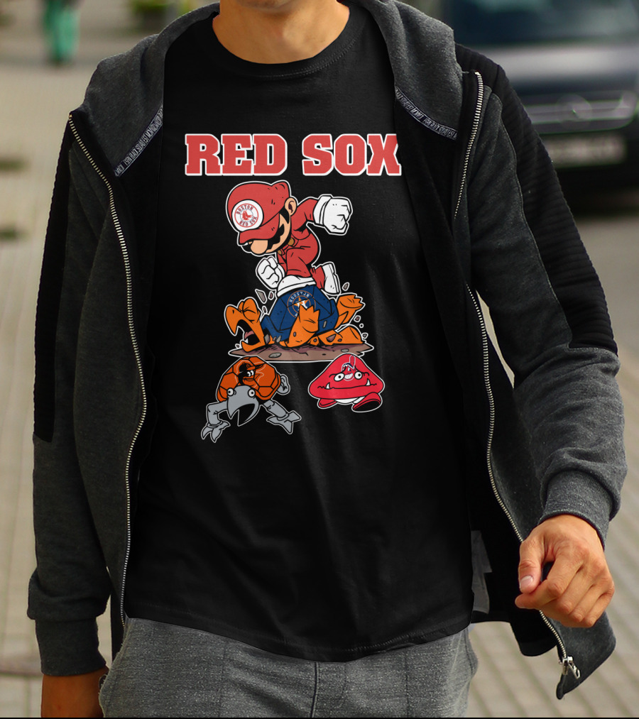 Red Sox Mario Parody With Crab And Claw Enemies T-Shirt