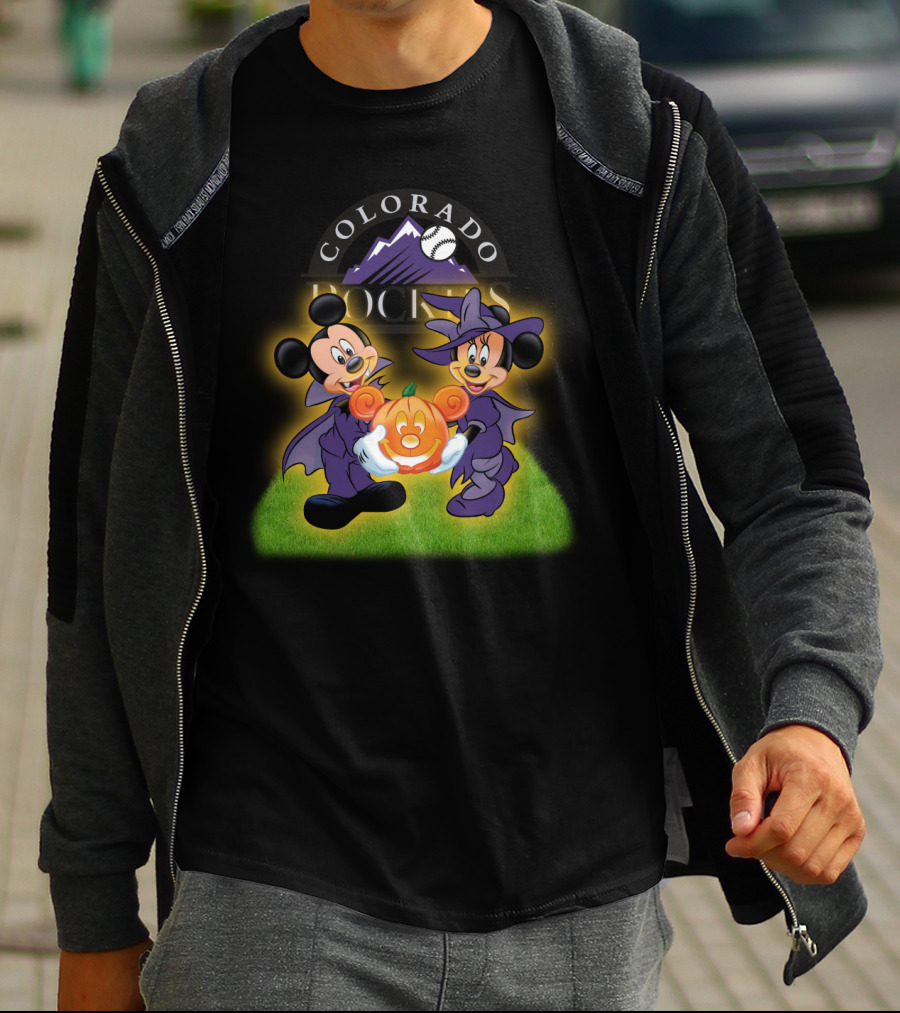 Colorado Rockies Halloween Mickey Minnie Pumpkin T-Shirt