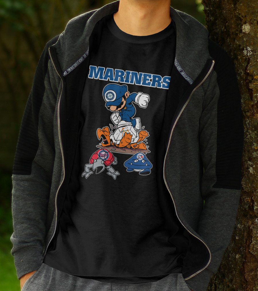 Mariners Seattle Baseball Character Action With Mascot Elements T-Shirt