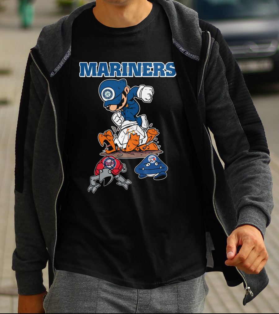 Mariners Seattle Baseball Character Action With Mascot Elements T-Shirt