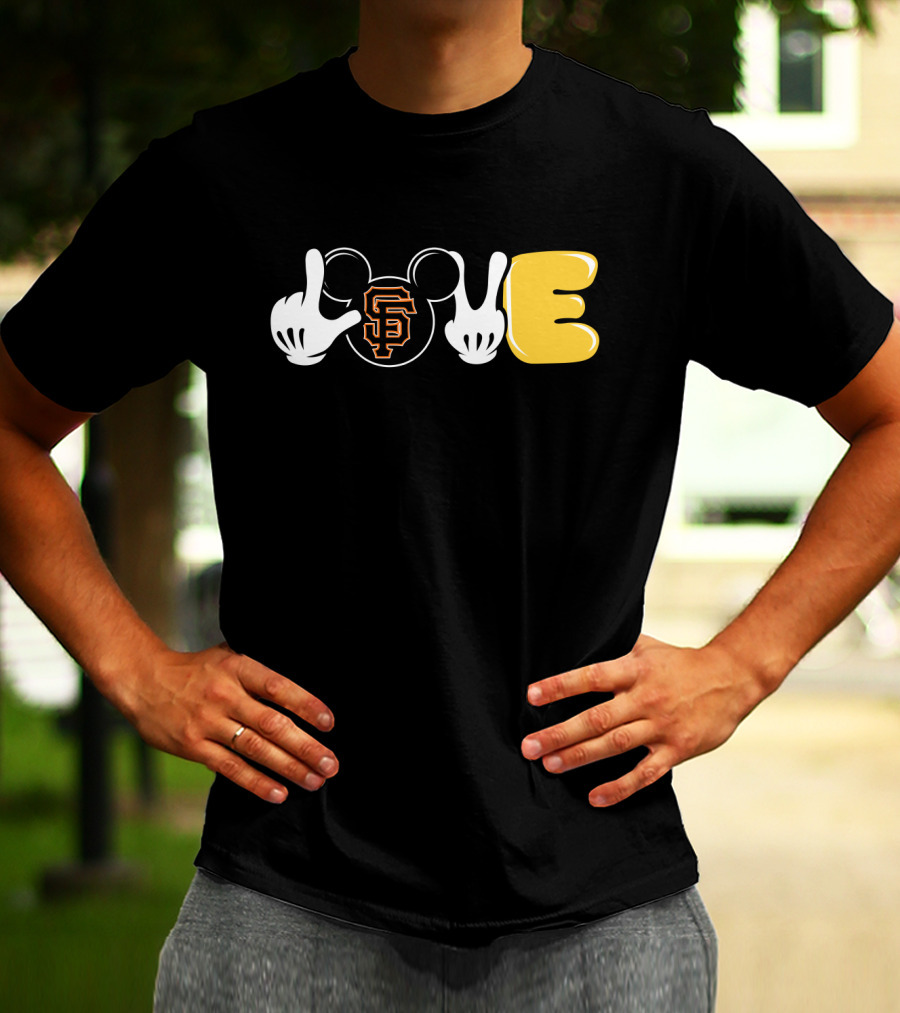 Love Sf Giants Mickey Hand Symbol T-Shirt