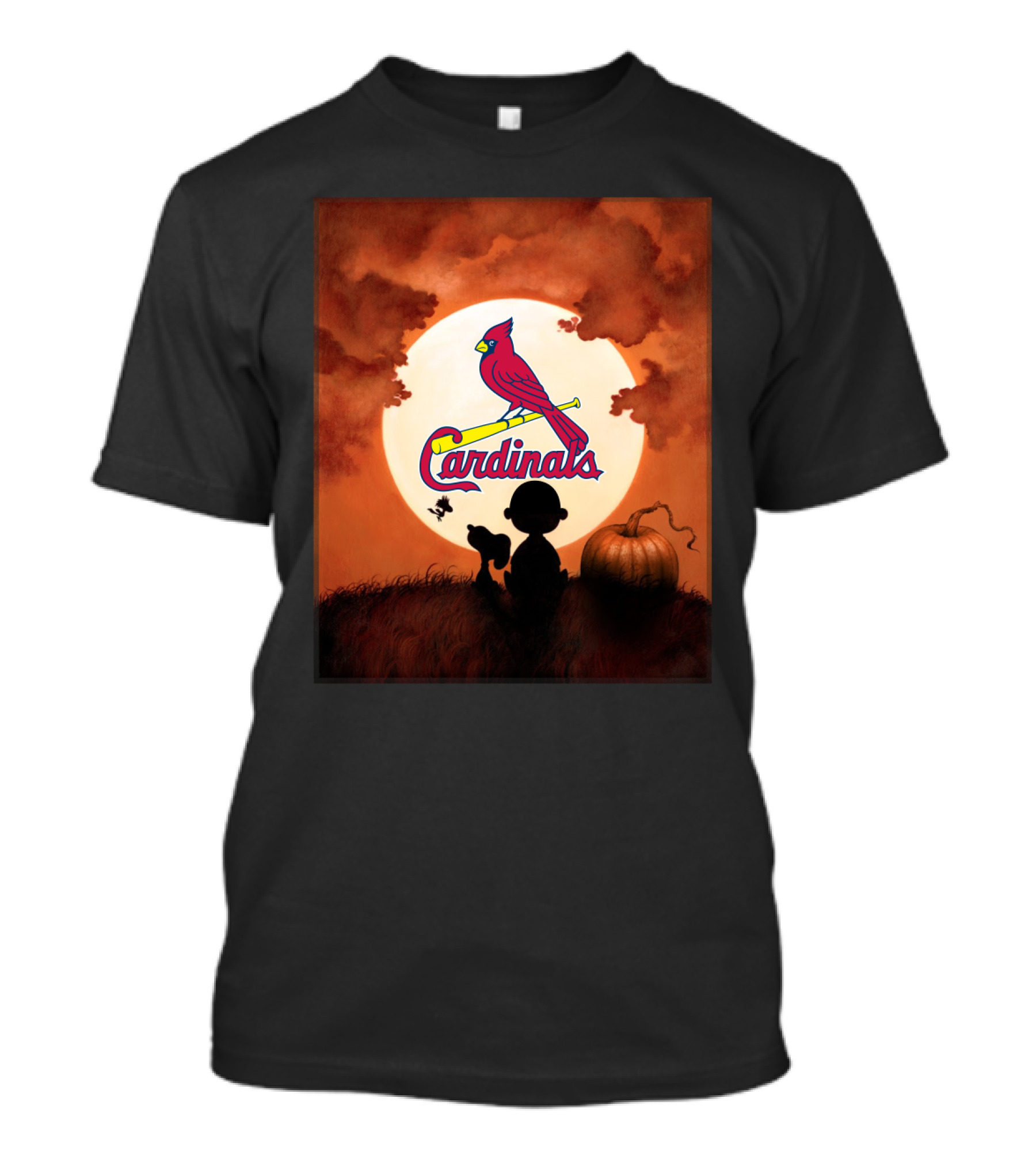 Halloween St. Louis Cardinals Moonlit Silhouette Pumpkin Scene T-Shirt