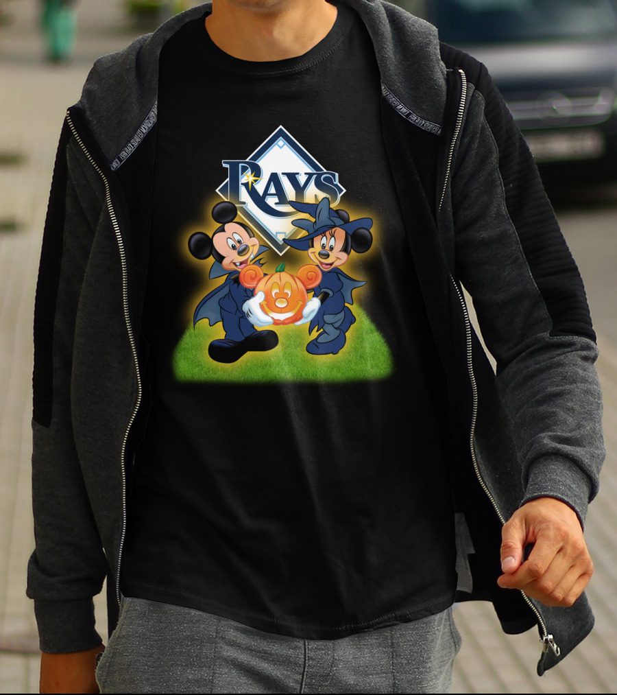 Tampa Bay Rays Halloween Mickey And Minnie Pumpkin T-Shirt