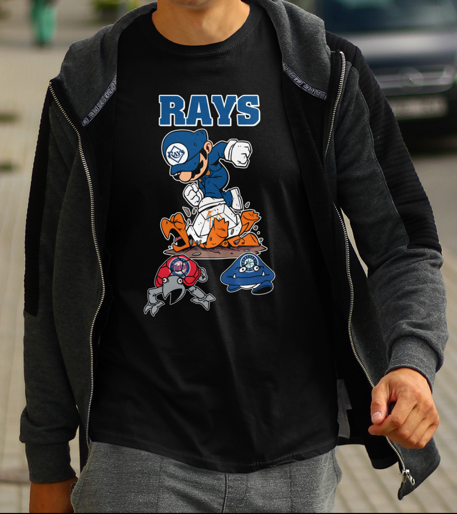 Rays Baseball Cartoon Characters With Action Poses T-Shirt