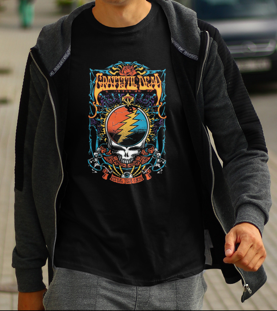 Grateful Dead Steal Your Face Lightning Skull Psychedelic Art T-Shirt