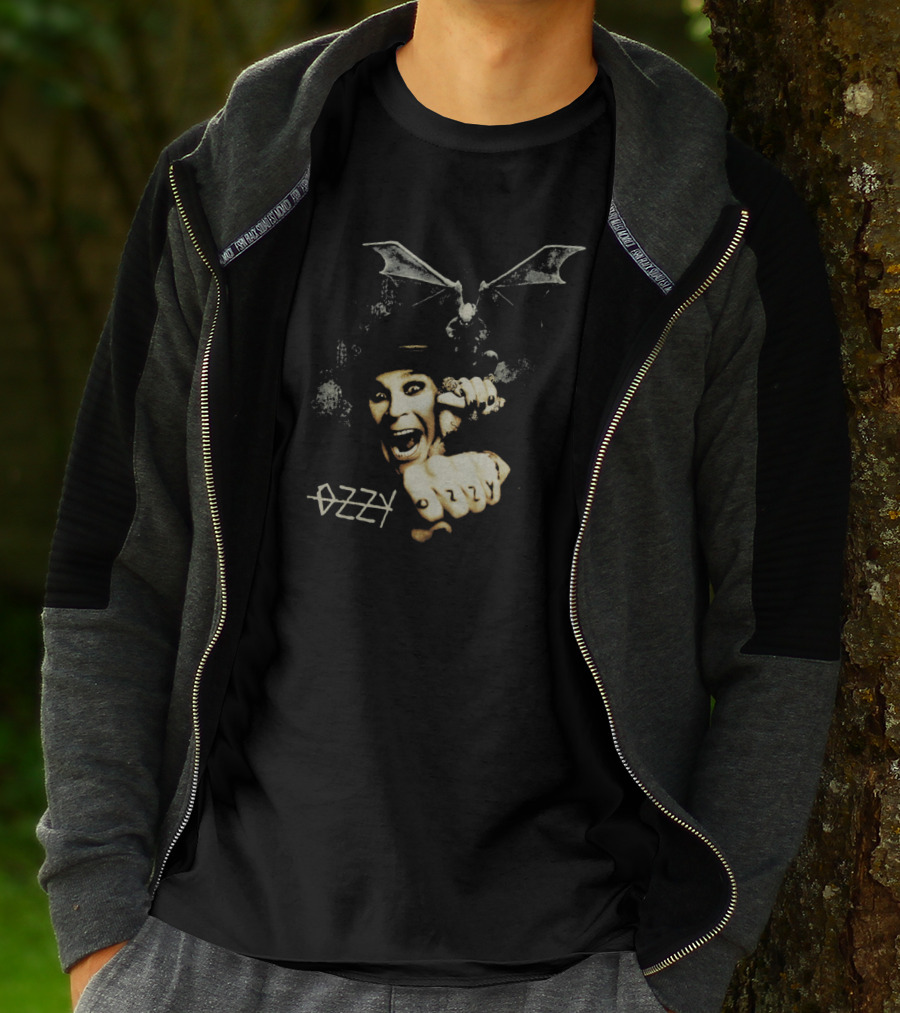 Ozzy Osbourne Bat Iconic Fist Pose Black T-Shirt