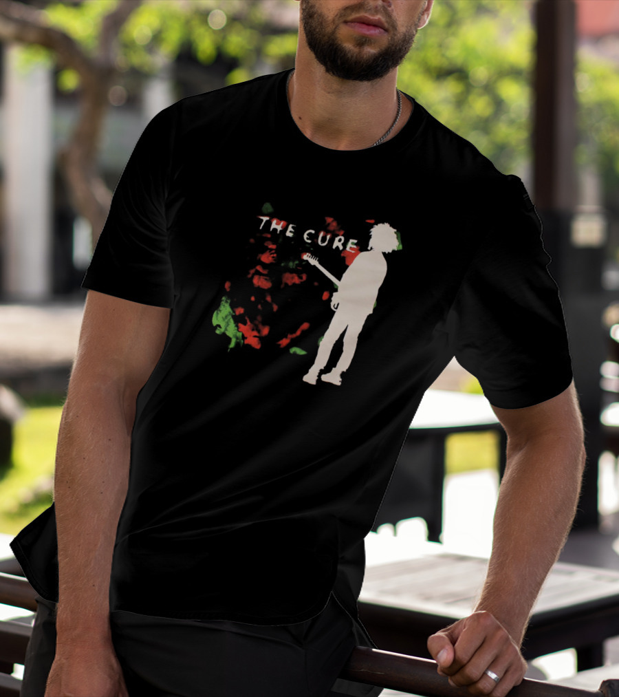 The Cure Guitarist Silhouette With Abstract T-Shirt