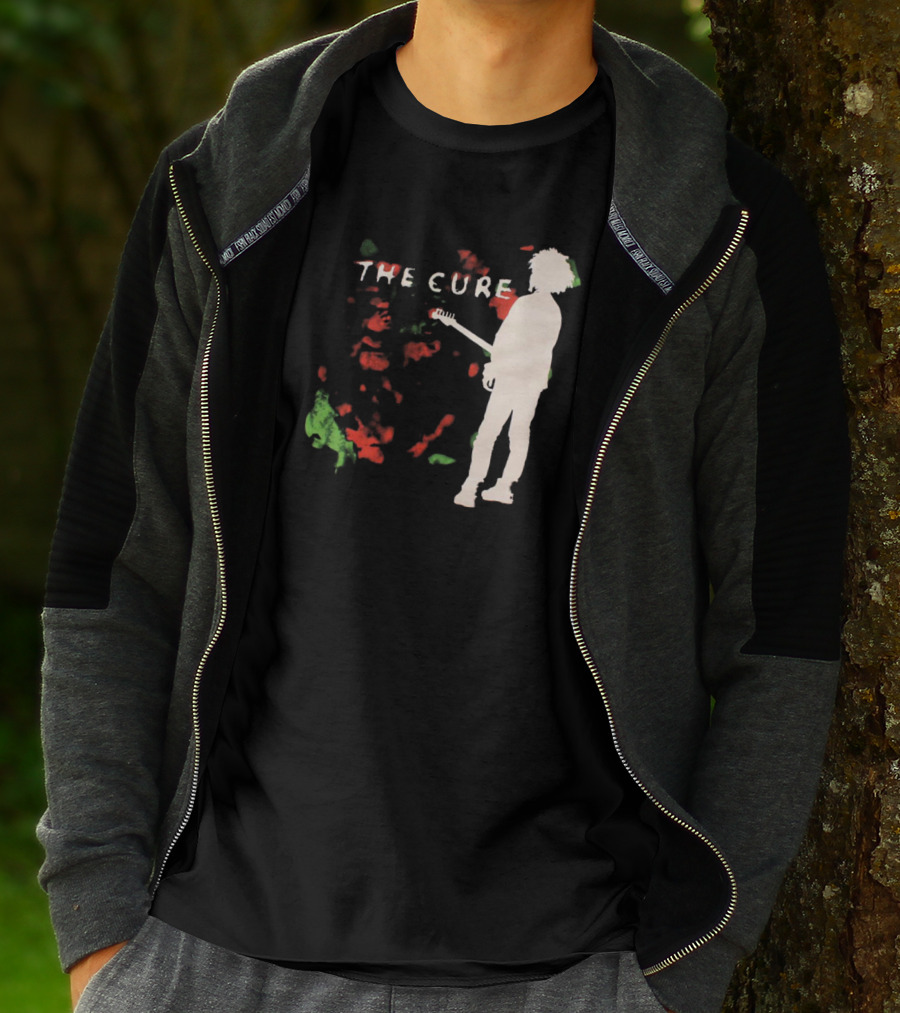 The Cure Guitarist Silhouette With Abstract T-Shirt