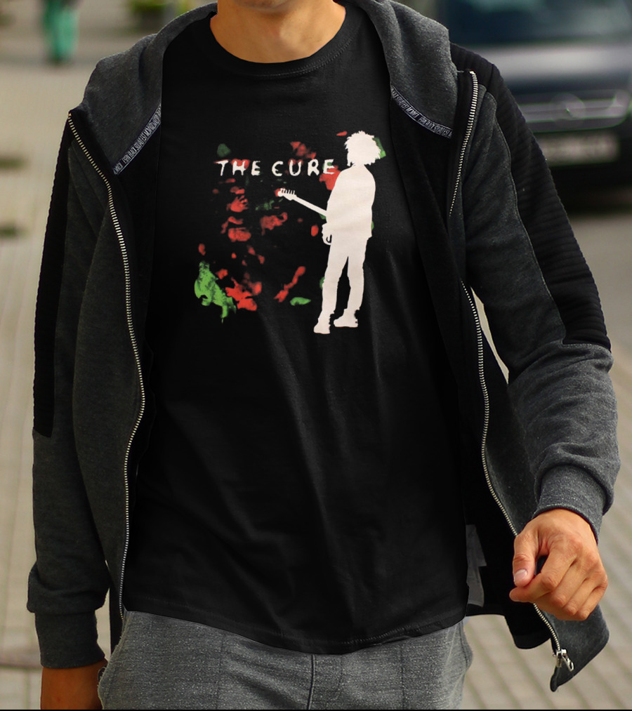 The Cure Guitarist Silhouette With Abstract T-Shirt
