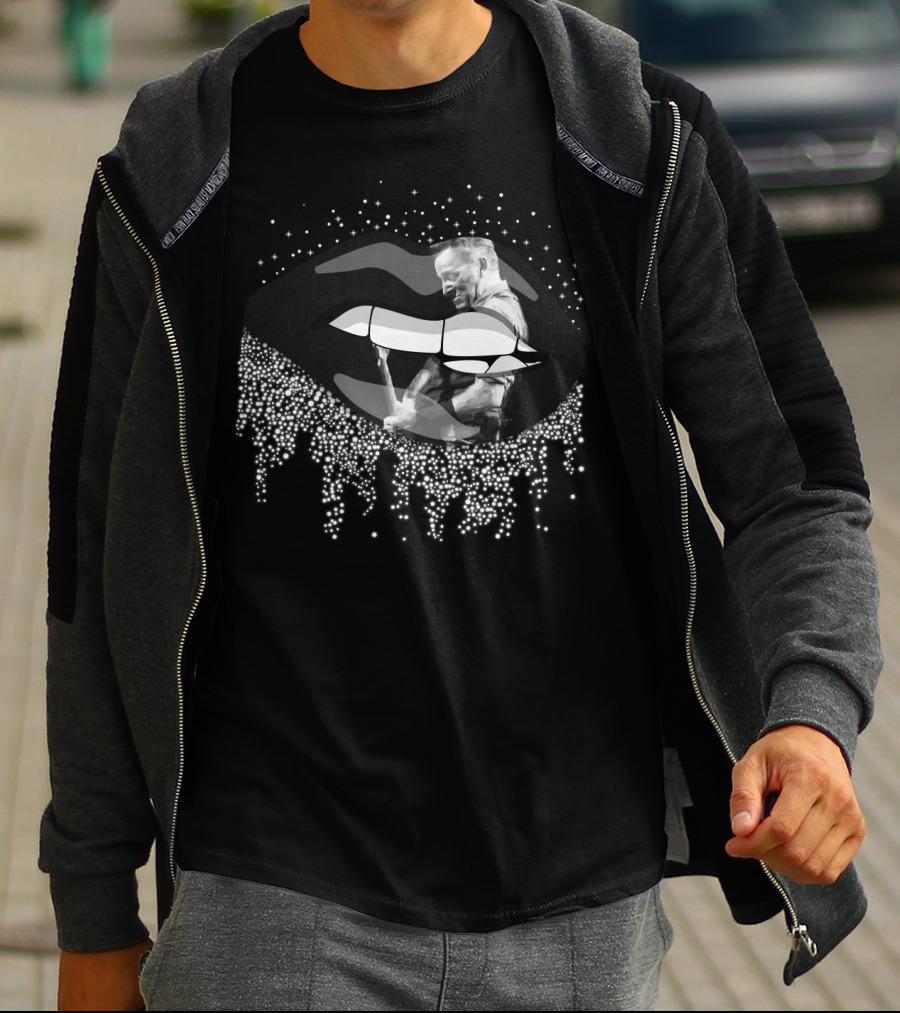 Bruce Springsteen Monochrome Lips And Guitar Silhouette Iconic T-Shirt