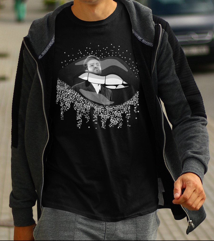 George Michael Sparkling Lips Graphic With Starry Effect T-Shirt