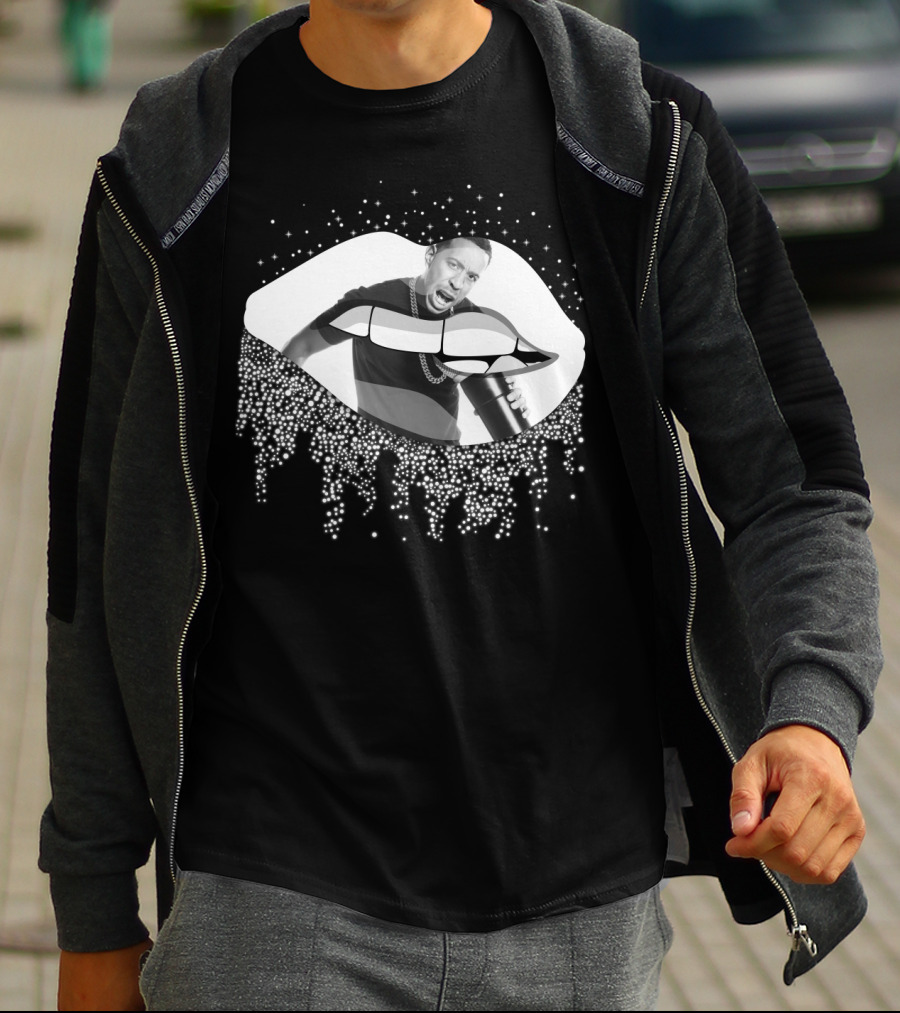 Ludacris Graphic Lips Illustration With Black And White Cup T-Shirt