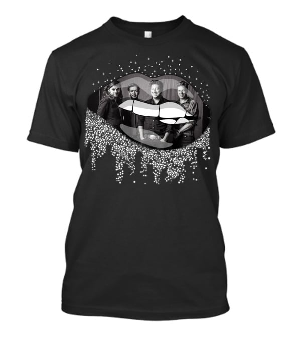 Mumford And Sons Black And White Lip Silhouette Band Members Photo T-Shirt