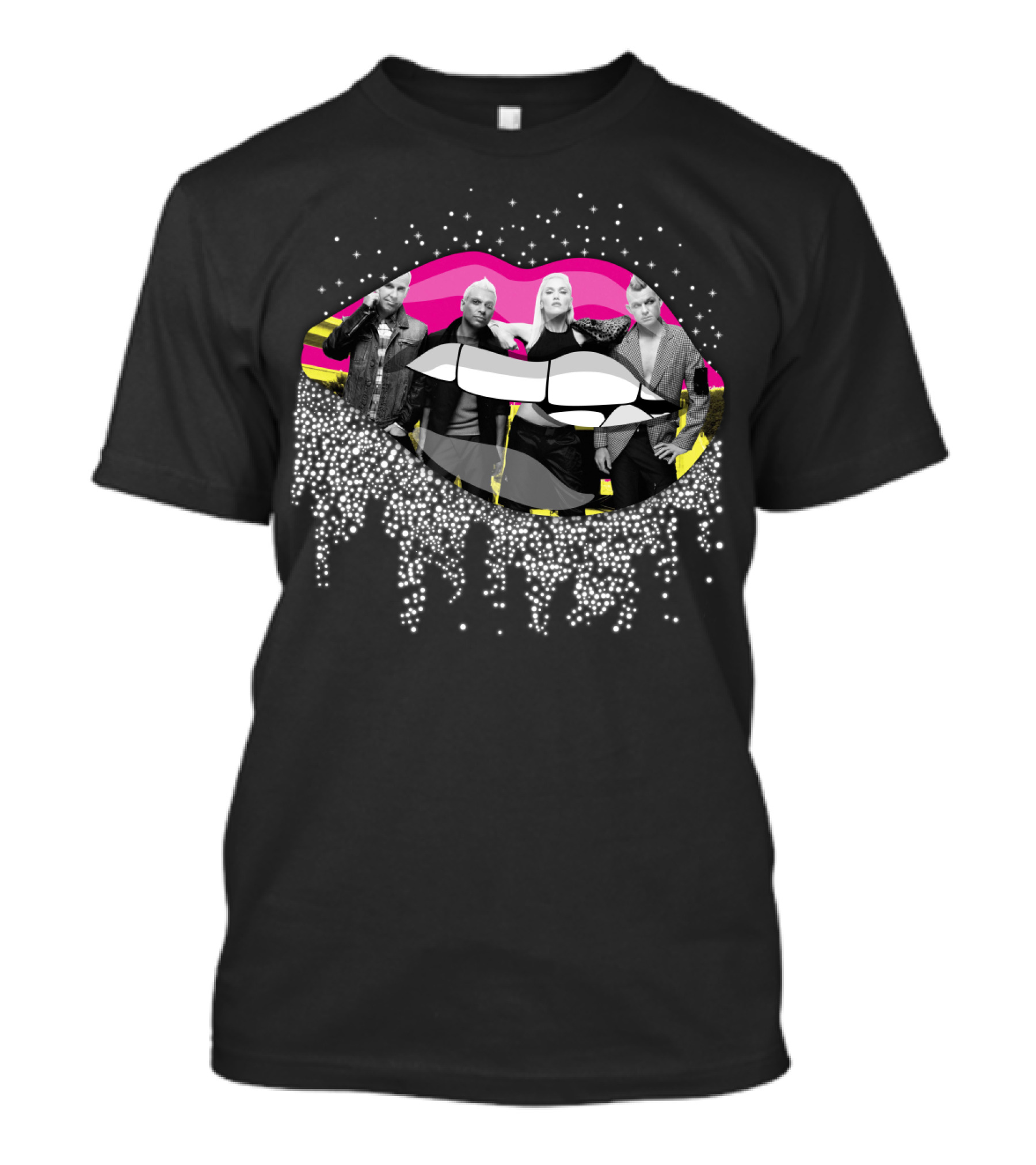 No Doubt Band Black White And Pink Lips T-Shirt