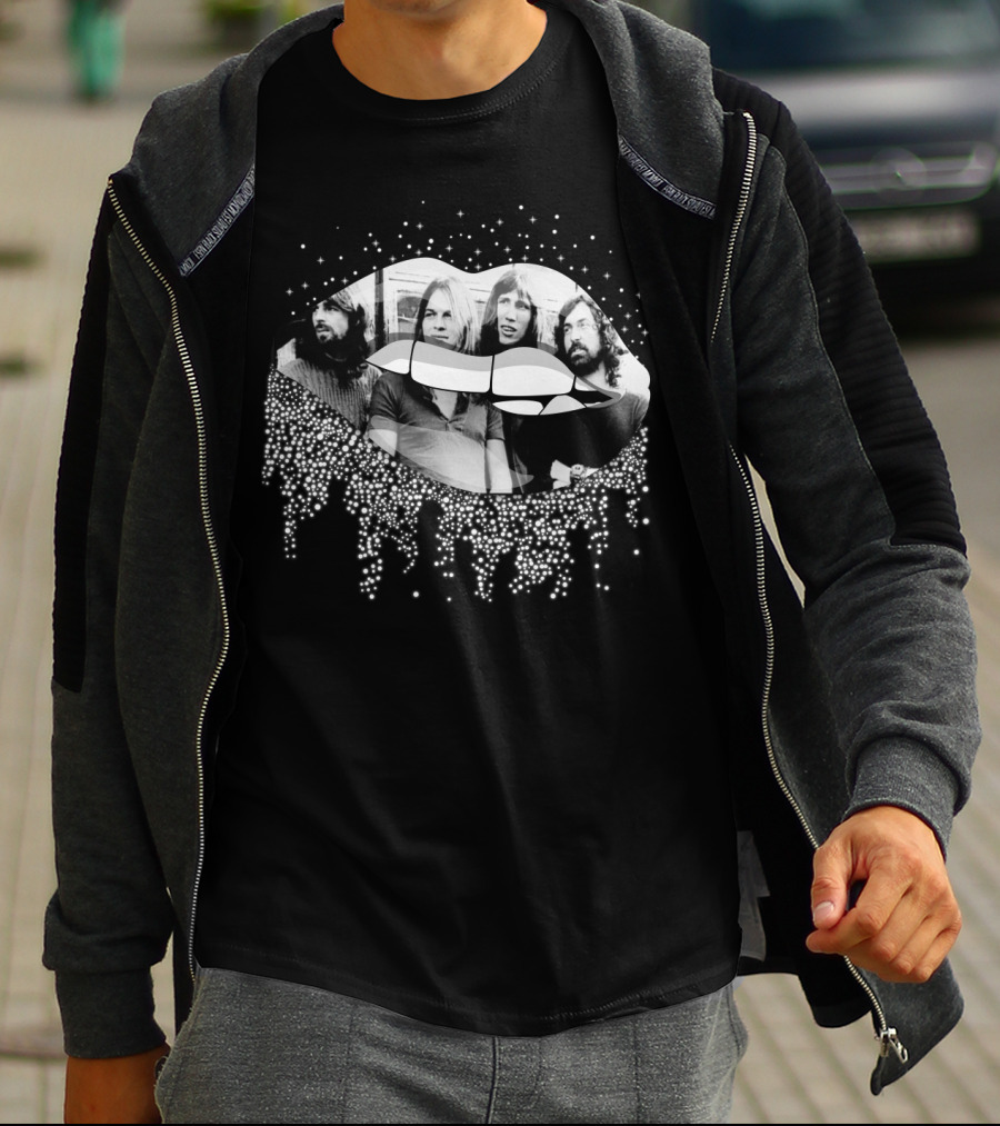 Pink Floyd Band Members Monochrome Dripping Lip T-Shirt
