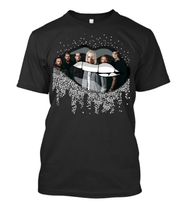 Underoath Band Members Inside Stylized Lips With Dripping Dots T-Shirt