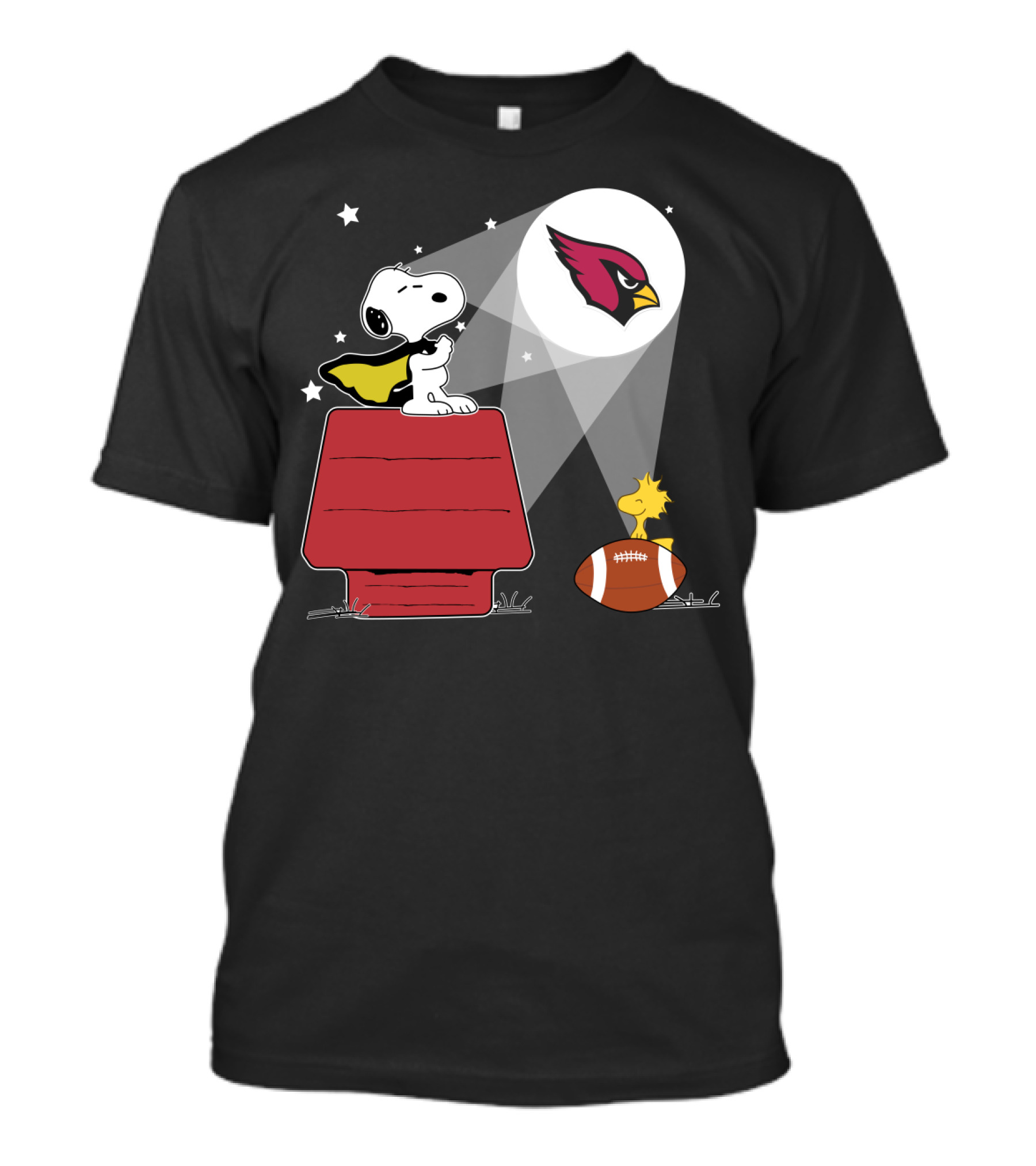 Snoopy And Woodstock Arizona Cardinals Peanuts Football Spotlight T-Shirt