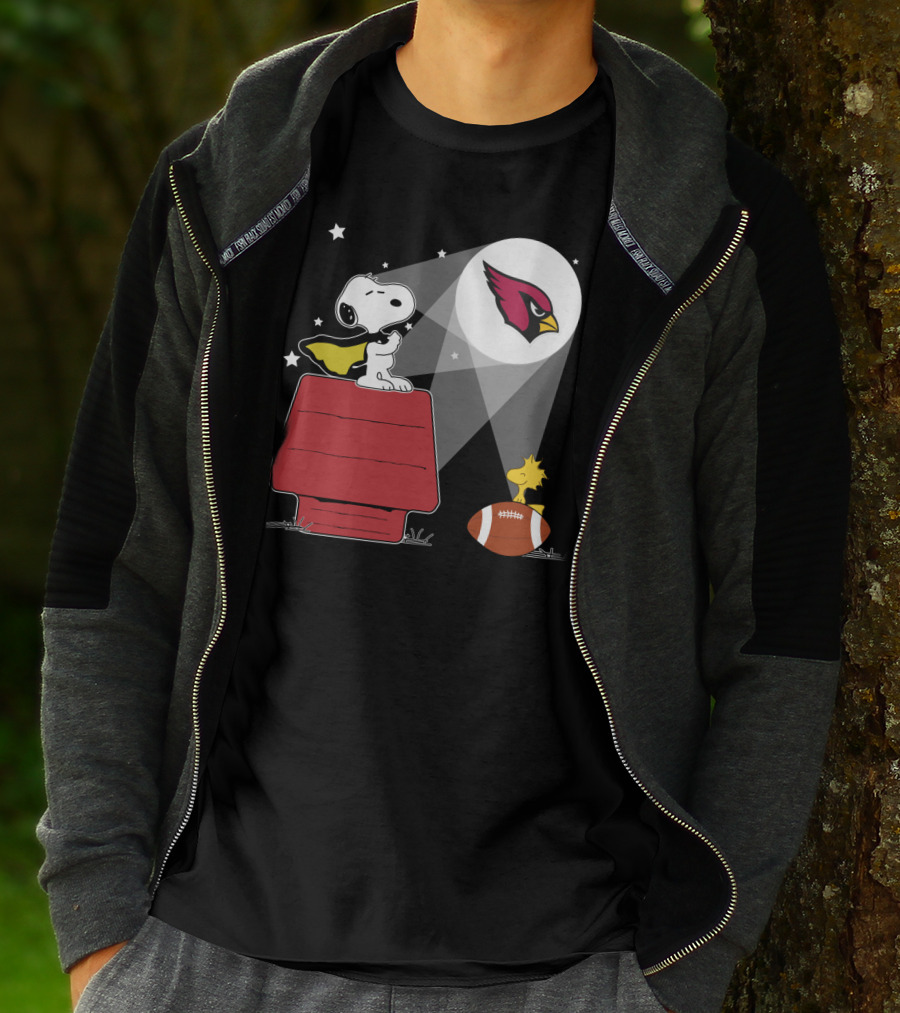 Snoopy And Woodstock Arizona Cardinals Peanuts Football Spotlight T-Shirt