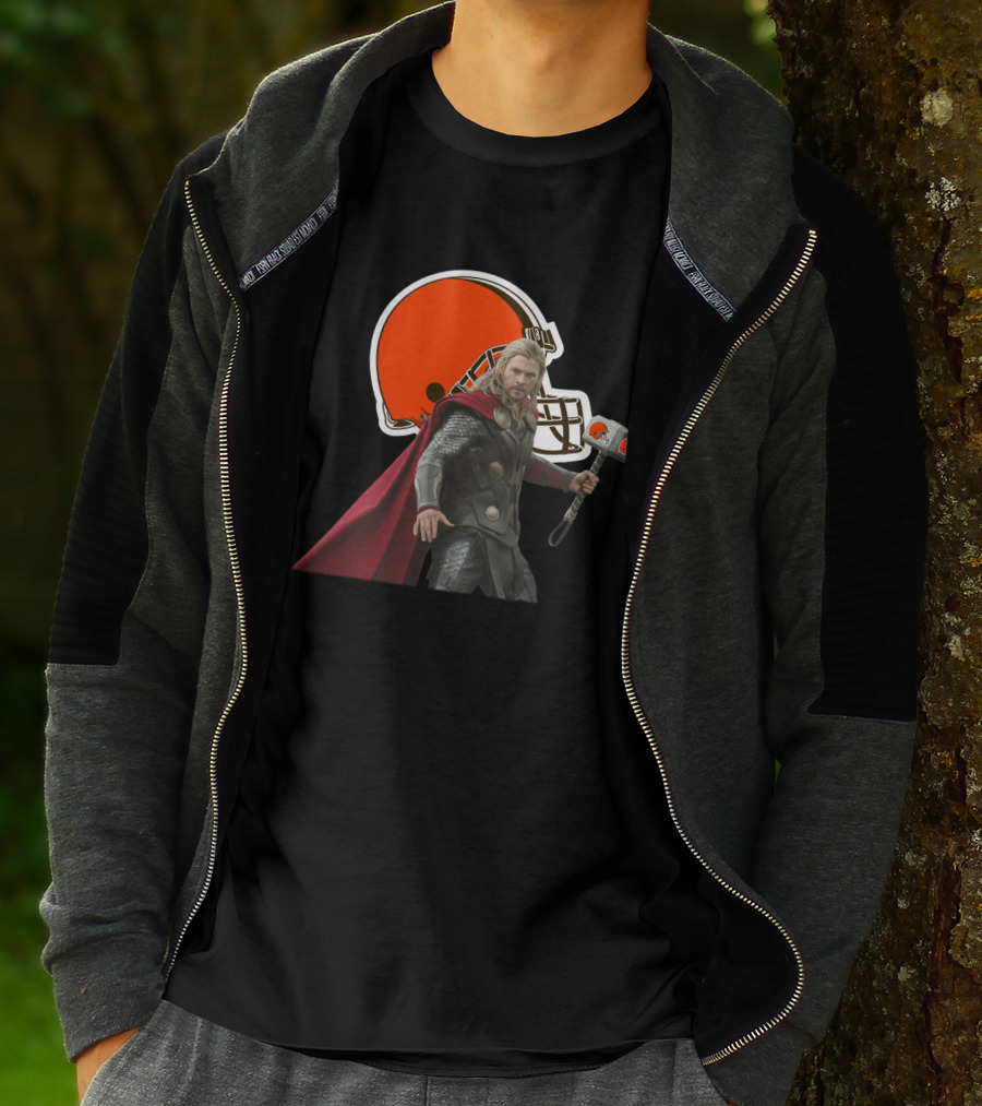 Cleveland Browns Thor Crossover Helmet And Hammer T-Shirt