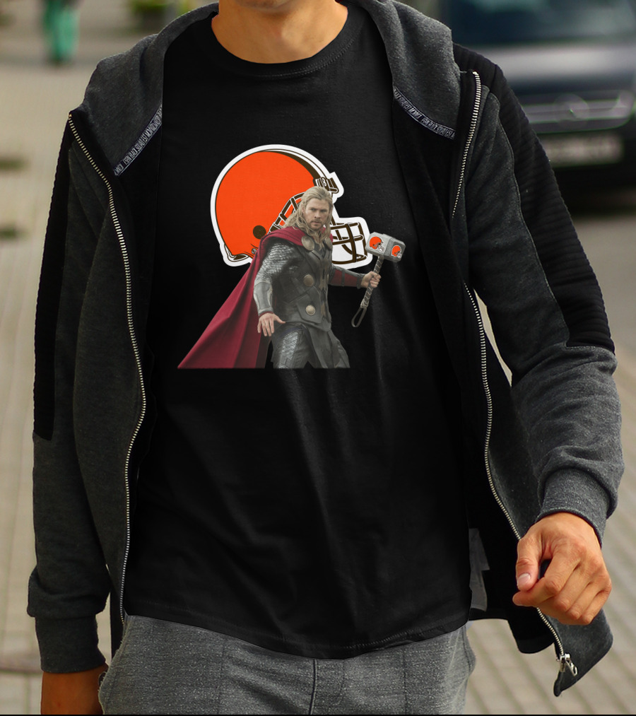 Cleveland Browns Thor Crossover Helmet And Hammer T-Shirt