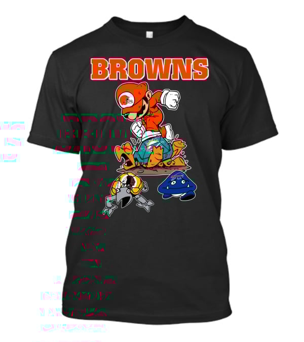 Browns Super Mario Style Character Stomping Nfl Rivals T-Shirt