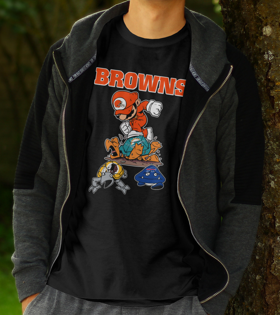 Browns Super Mario Style Character Stomping Nfl Rivals T-Shirt