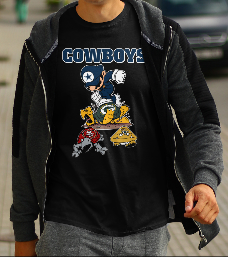 Cowboys Star Character Over Nfl Team Mascots T-Shirt